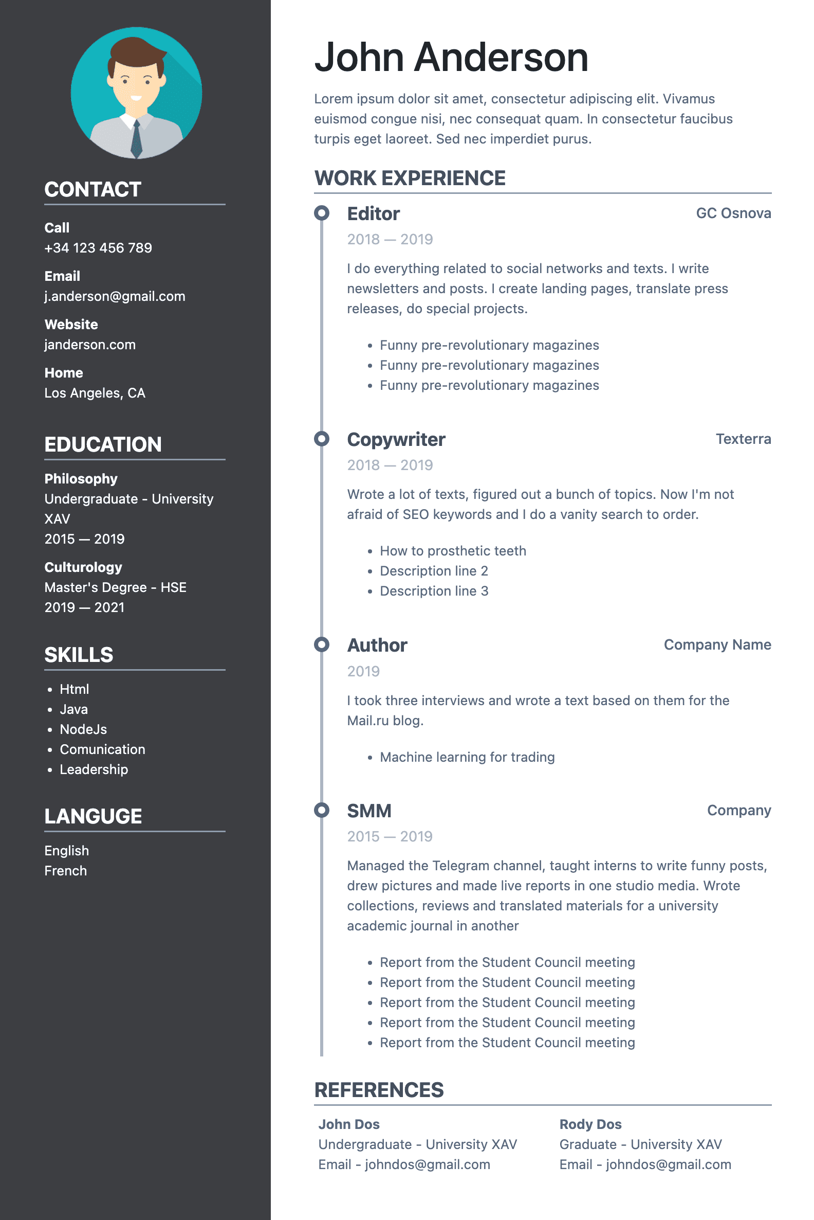 1MillionResume AI Resume Builder having modern resume template